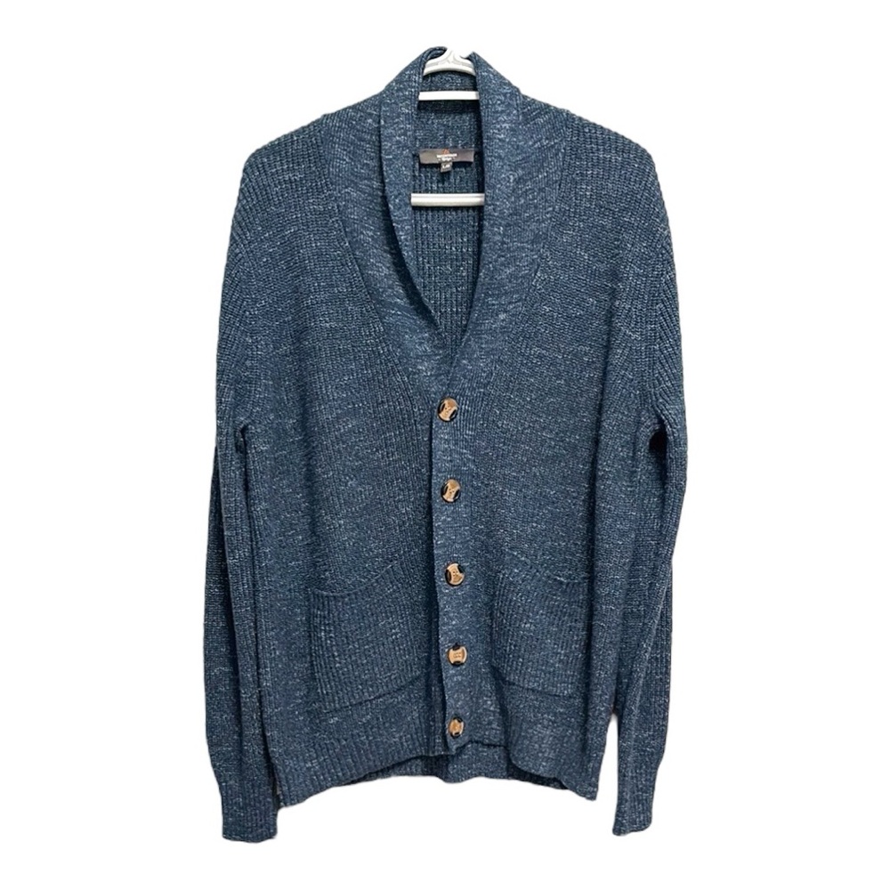 C035 - Mountain Ridge Blue Knit Cardigan Sweater